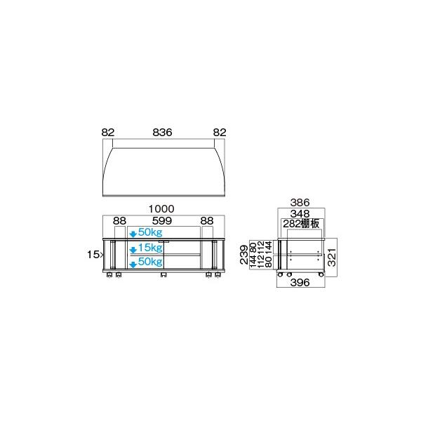 ハヤミ工産(TIMEZ) テレビ台 TV-BS100L 32〜43V型対応 1000mm幅