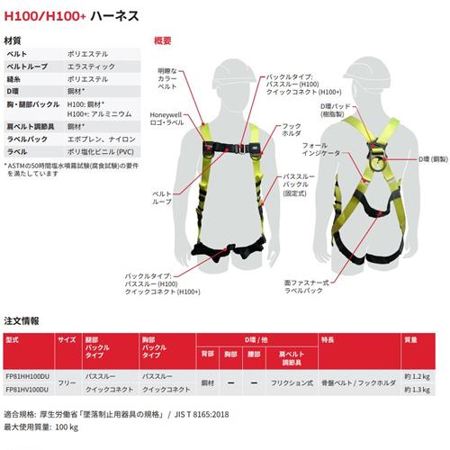 育良精機(イクラ)ハネウェル H100+ハーネスダブルランヤードセット 