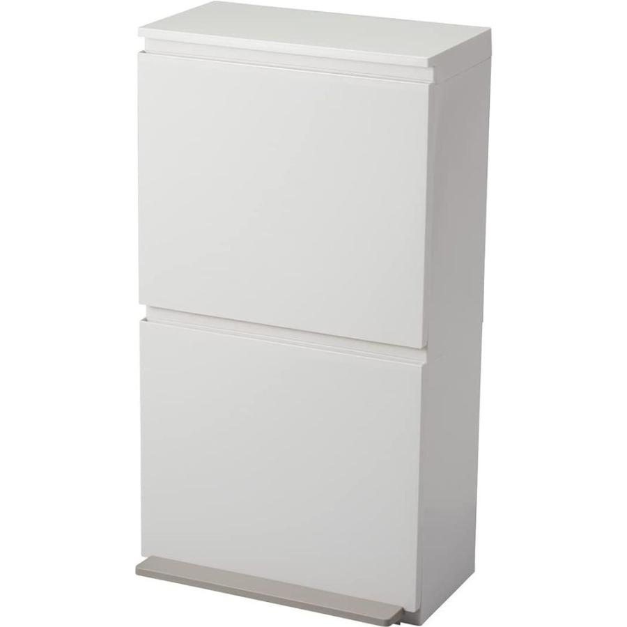 【2個セット】アスベル 分別ペダル2段ワイド40L 6604 ホワイト | アスベル ホワイト ゴミ箱 分別ペダル2段ワイド 2分別 ダストボックス