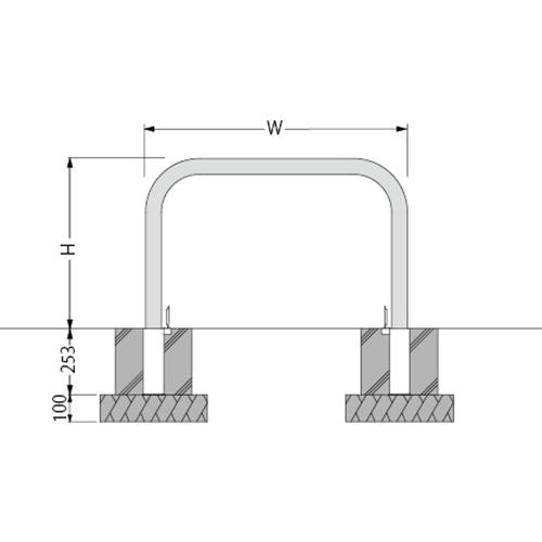 カネソウ 車止め YA6L10-D (1048206611) Φ60.5×650(H)×1000(W) ステンレス製 脱着式 アーチ型 [時間指定不可]_1