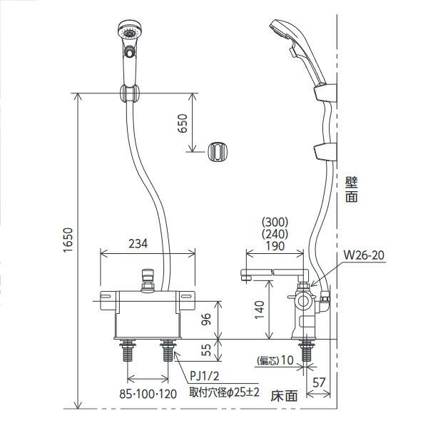 KVK（ケーブイケー） デッキ形サーモスタット式シャワー KF3011TR3HS_1
