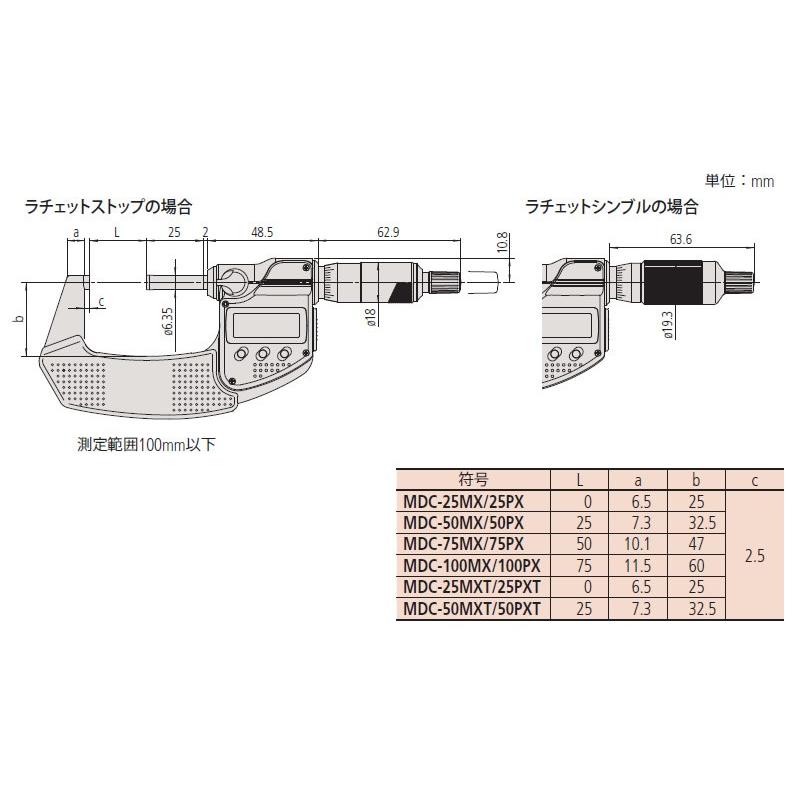 ミツトヨ(Mitutoyo) MDC-25MX(293-230-30) デジマチッククーラントプルーフマイクロメータ 測定範囲：0〜25mm｜firstfactory｜02