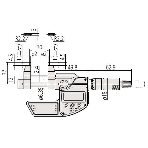 ミツトヨ(Mitutoyo) IMP-50MX(345-251-30) デジマチックキャリパー形内側マイクロメータ ピンタイプ 測定範囲：25〜50mm｜firstfactory｜02