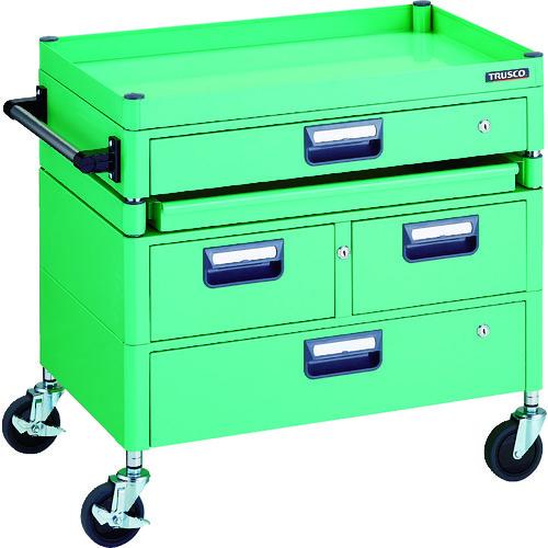 ■TRUSCO フェニックスワゴン 省音 750X500 H740 引出付 スライド1段 YG色 PEW771M1VWZYG(1146189)[送料別途見積り][法人・事業所限定]