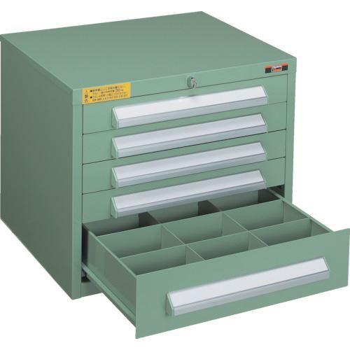 ■TRUSCO WLVR型キャビネット 500X412XH420 引出5段 緑 WLVR423(GN)(3011551)