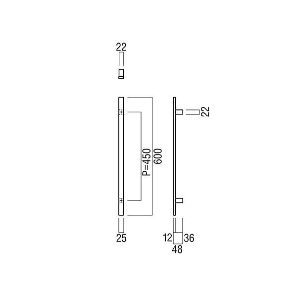 ユニオン(DIY) - UNION(単位労働組合) 部屋の入り口手持ち部分 押し棒 G1253-26-111-L600 軽銀 ヘアラインブラック[ネオ哲学]