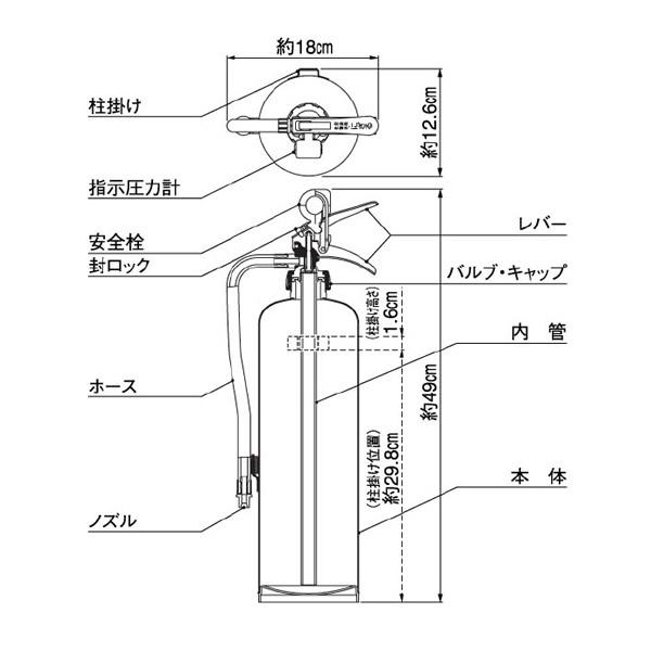 ヤマトプロテック 蓄圧式消火器 10型 YA-10NX＋カラースタンド