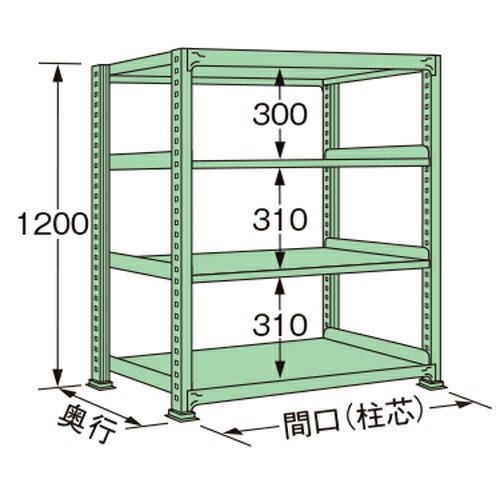 扶桑金属工業 中量ラック ME1215M04T 単連:単体タイプ 棚：4段(天板含む) [法人限定][送料別途お見積り]