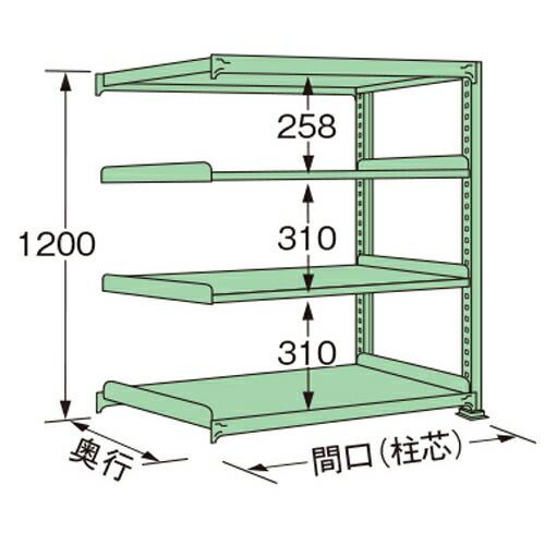 扶桑金属工業 中量ラック MG1215M04R 単連:連結タイプ 棚：4段(天板含む) [法人限定][送料別途お見積り]