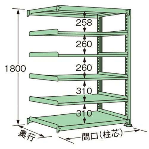 扶桑金属工業 中量ラック MG1812J06R 単連:連結タイプ 棚：6段(天板含む) [法人限定][送料別途お見積り]
