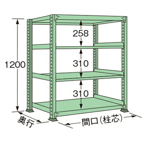 扶桑金属工業 中量ラック MM1212M04T 単連:単体タイプ 棚：4段(天板含む) [法人限定][送料別途お見積り]