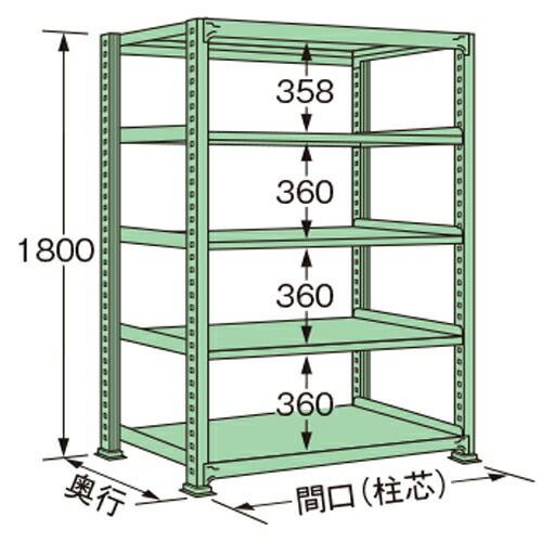 扶桑金属工業 中量ラック MM1815J05T 単連:単体タイプ 棚：5段(天板含む) [法人・事業所限定][送料別途お見積り]