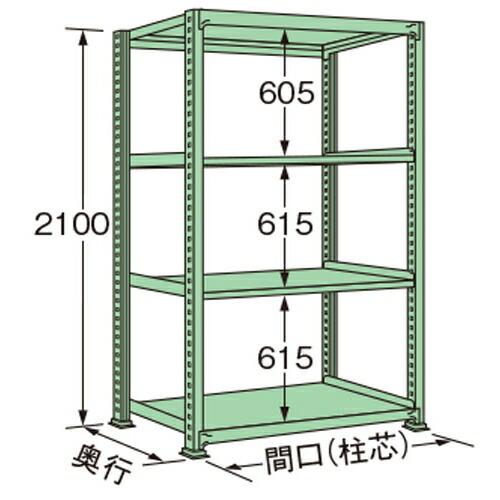 扶桑金属元素産業 中量仕合わせ MS2115L04T 単連:単体手あい 棚：4段(天板含む) [法人押さえる][貨物輸送別途お積もり書き] スチールラック-スチールラック本体