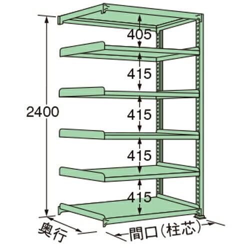 扶桑金属工業 中量ラック MS2418L06R 単連:連結タイプ 棚：6段(天板含む) [法人限定][送料別途お見積り]