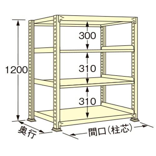 扶桑金属工業 中量ラック WL1209L04T 単連:単体タイプ 棚：4段(天板含む) [法人限定][送料別途お見積り]