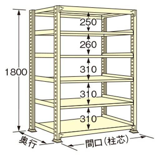 扶桑金属工業 中量ラック WL1812L06T 単連:単体タイプ 棚：6段(天板