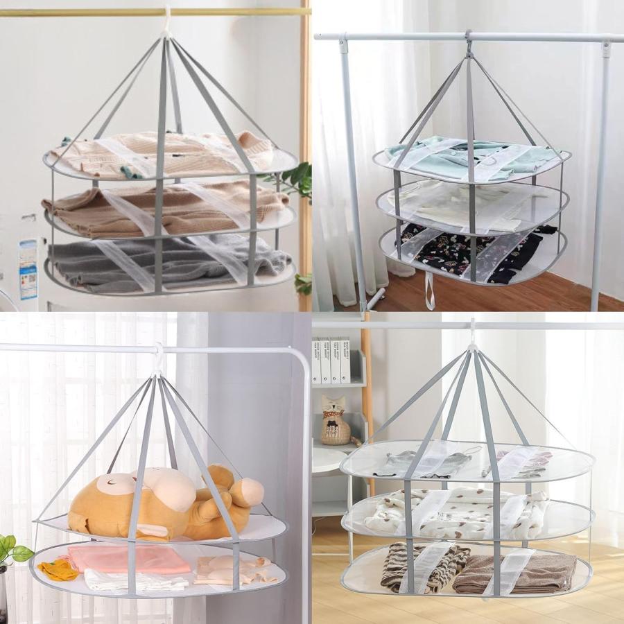 物干しネット 3段構造 平干しネット 折りたたみ収納 衣類変形防止 洗濯 防風 通気 型崩れしにくい ぬいぐるみ 枕 ニット 平置きネット大容量 室内 屋外 |  | 02