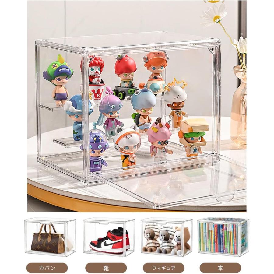 フィギュアケース 収納 コレクションケース コレクション ボックス クリアケース マグネット付 積み重ね可能 扉付き 組み立て式 透明 アクリル |  | 01