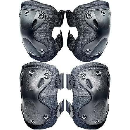 サバイバルゲーム プロテクター ニーパッド 肘当て 膝当て 膝パッド (ブラック) サバゲー 装備 | 