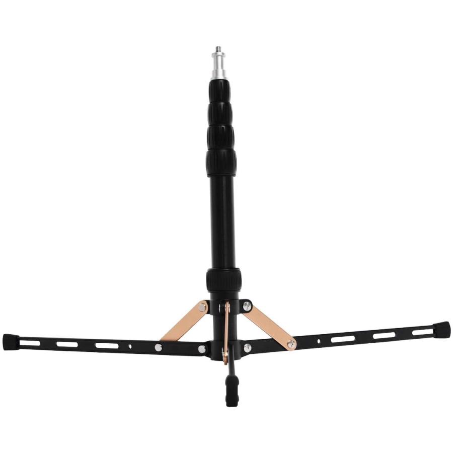 FOSOTO コンパクト ライトスタンド ミニ 三脚 収納長32.5cm アルミ 全高 123cm 軽量 クリップオンストロボ 傘 撮影 自撮り 照明 専用 1/4ネジに対応 ゴールド | FOSOTO | 03