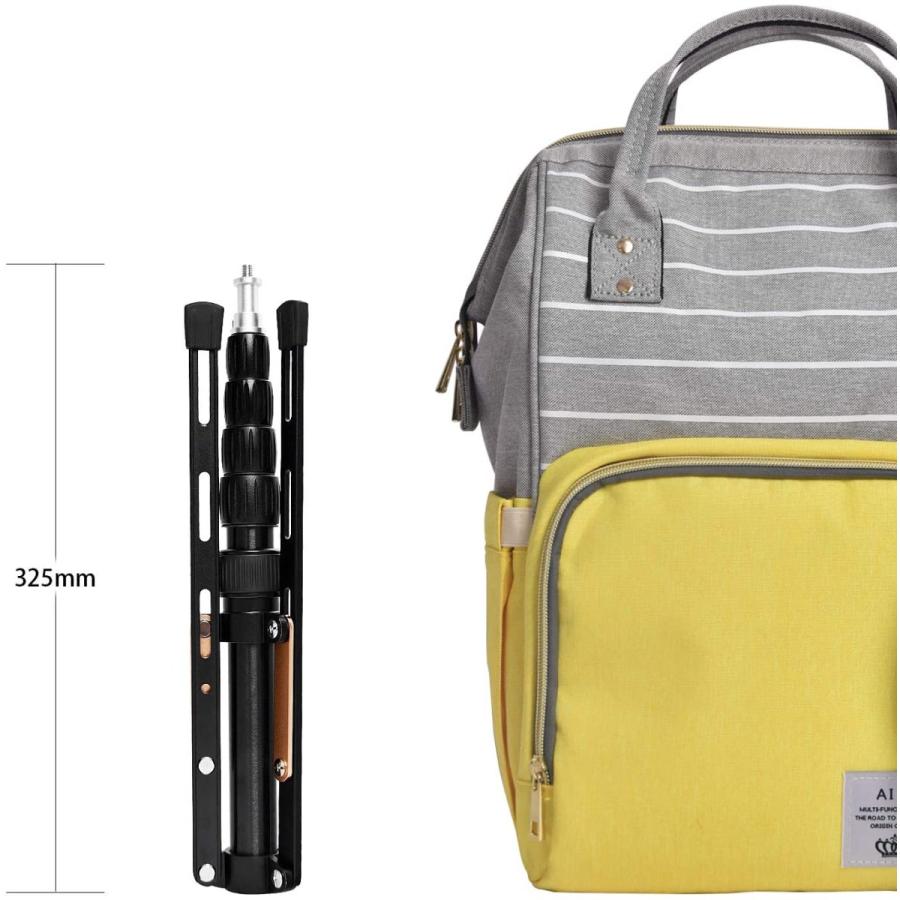 FOSOTO コンパクト ライトスタンド ミニ 三脚 収納長32.5cm アルミ 全高 123cm 軽量 クリップオンストロボ 傘 撮影 自撮り 照明 専用 1/4ネジに対応 ゴールド | FOSOTO | 04