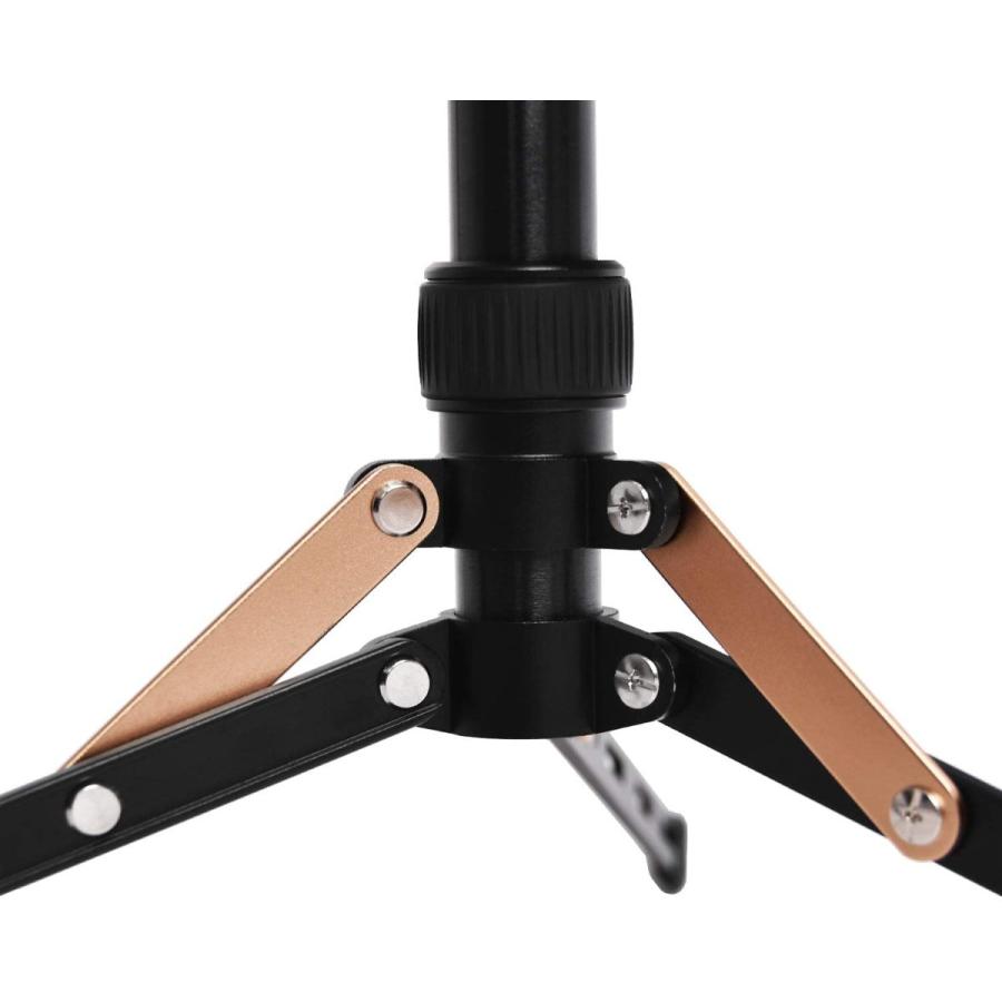FOSOTO コンパクト ライトスタンド ミニ 三脚 収納長32.5cm アルミ 全高 123cm 軽量 クリップオンストロボ 傘 撮影 自撮り 照明 専用 1/4ネジに対応 ゴールド | FOSOTO | 05