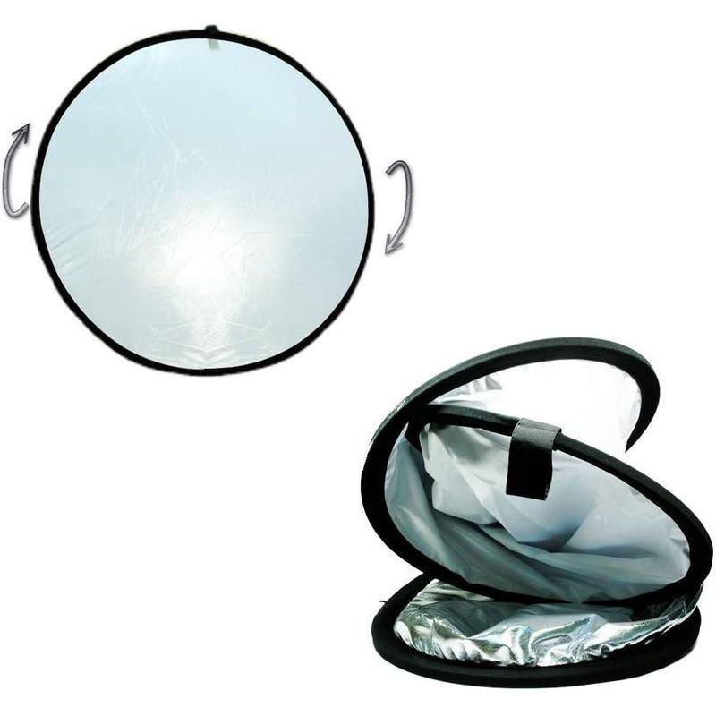 レフ板 60cm 折りたたみ 撮影用 丸レフ板 銀＆白 折りたたみ可能 収納ポーチ付き 直径60cm |  | 02