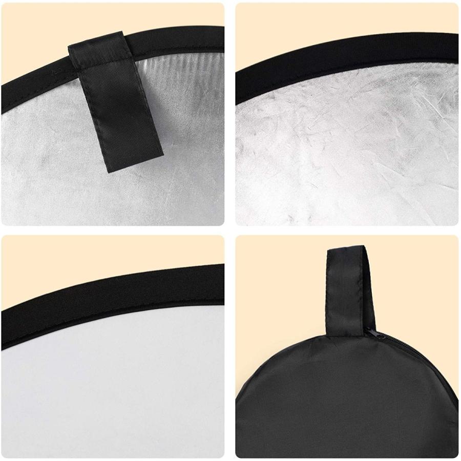 レフ板 79cm 折りたたみ 撮影用 丸レフ板 銀＆白 折りたたみ可能 収納ポーチ付き 直径79cm |  | 04