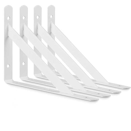 ねじ付き　棚受け 金具 L字型 4本セット DIY 収納 ディスプレイ などに (200mm×120mm)白 |  | 01