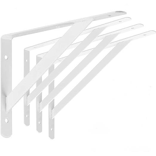 ねじ付き　棚受け 金具 L字型 4本セット DIY 収納 ディスプレイ などに (200mm×120mm)白 |  | 02