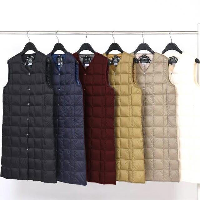 TAION（タイオン） インナーダウン Vネック ロング ダウン ベスト