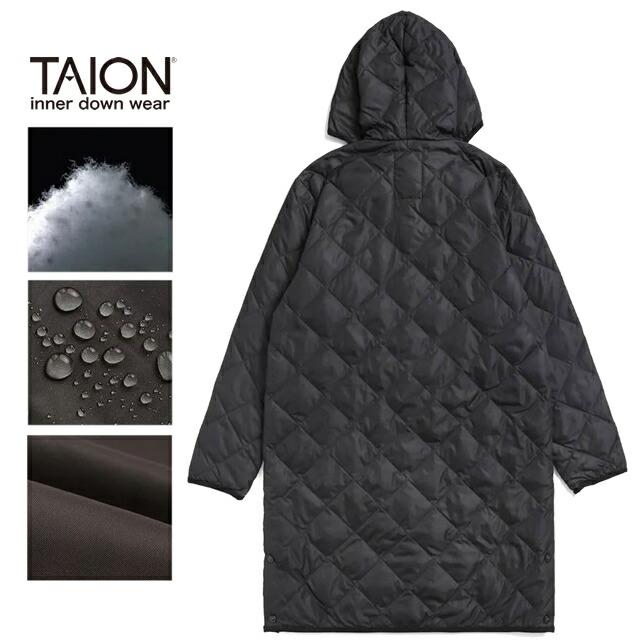 TAION タイオン インナーダウン ジャケット コート TAION-1062CI-LONG パイピング フード  ロング ダウンコート ミリタリー メンズ レディース 800フィルパワー｜firstline｜08