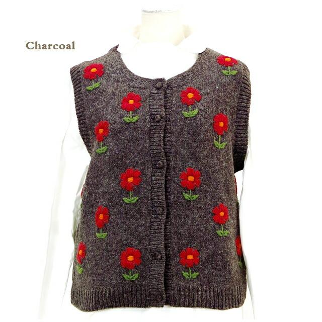 ペルーニット フラワー ニット ベスト レディース エステール エステル