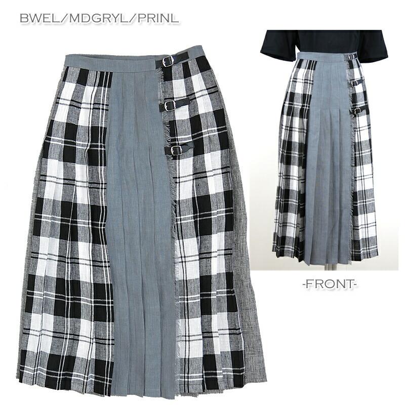 [2021春夏新作] O'NEIL OF DUBLIN オニールオブダブリン  リネン キルト ロングスカート マキシスカート H12483 タータンチェック 麻 スカート | O'NEIL of DUBLIN | 01