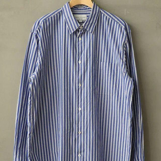 マニュアルアルファベット MANUAL ALPHABET シャツ BASIC-RC-002 80/2ブルーストライプ ベーシックレギュラーカラーシャツ Bulging Fit  BASIC 長袖 ギフト | MANUAL ALPHABET | 02