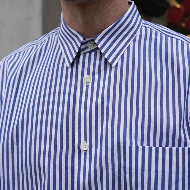 マニュアルアルファベット MANUAL ALPHABET シャツ BASIC-RC-002 80/2ブルーストライプ ベーシックレギュラーカラーシャツ Bulging Fit  BASIC 長袖 ギフト | MANUAL ALPHABET | 05