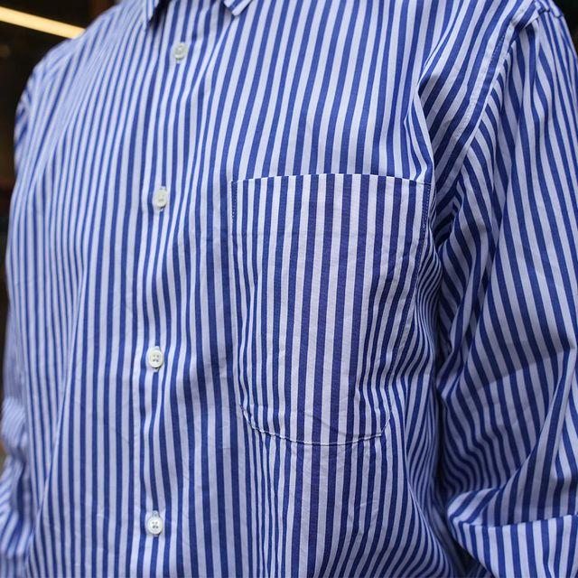 マニュアルアルファベット MANUAL ALPHABET シャツ BASIC-RC-002 80/2ブルーストライプ ベーシックレギュラーカラーシャツ Bulging Fit  BASIC 長袖 ギフト | MANUAL ALPHABET | 06