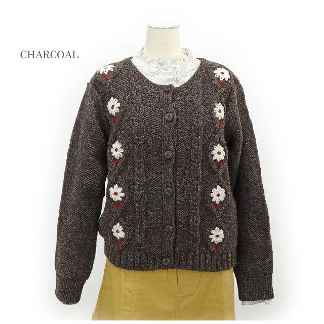 ペルーニット ケーブルニット フラワー カーディガン  レディース エステール  エステル ESTELLE PERU KNIT 420325 IW2231833 |  | 01