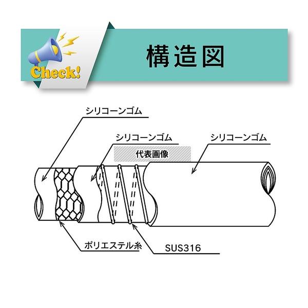 トヨックス TSIS-32-4 耐熱・食品用耐圧ホース トヨシリコーンSホース 内径32mm×外径43.5mm 長さ4m_1