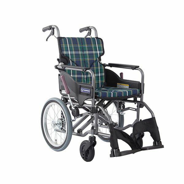 カワムラサイクル 車いす（アルミ製・背折れ式）　緑チェック　535×960×915mm KMD-A16-40-M A9 1台