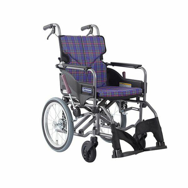 カワムラサイクル 車いす（アルミ製・背折れ式）　紫チェック　535×960×915mm KMD-A16-40-M A11 1台