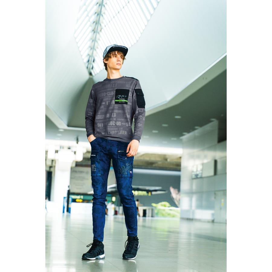 在庫処分 アイズフロンティア 903 ジャガードエンボスストレッチ長袖クルーネックシャツ カラー2色 サイズSから4L 秋冬シーズン対応素材【在庫有り】 | I'Z FRONTIER | 14