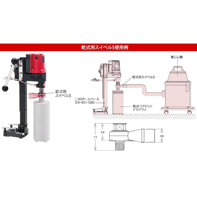 コンセック（発研）　乾式/湿式兼用コアドリル　SPJ-123C　スイベル付　ドライワン乾式コアビットφ65サービス【在庫有り】