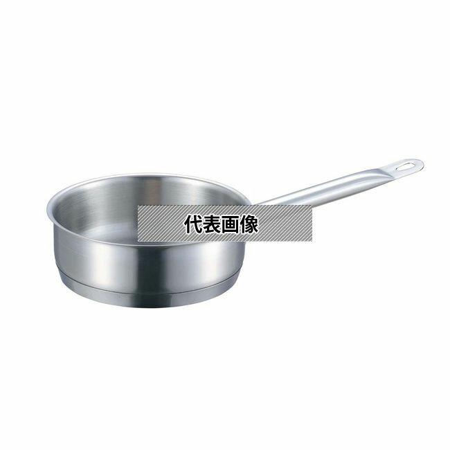 【10個セット】EBM(江部松) 18-8(ステンレス) プロシェフ IH 浅型 片手鍋 20cm 蓋無 2.2L φ213 IH/ガス兼用鍋 No.8887500_1