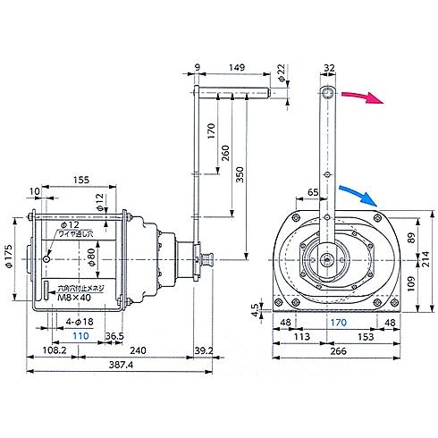 【お1人様1点限り】 富士製作所　手動ウインチ　ポータブルウインチ　PW-950N　空転引出し作業用