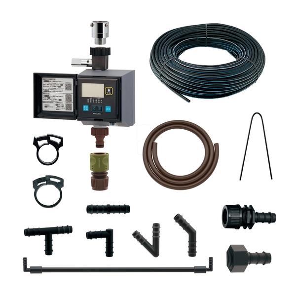 GAONA(ガオナ) 潅水コンピューター (自動散水タイマー) 凍結防止機能つき 水やりホースセット GA-QE009