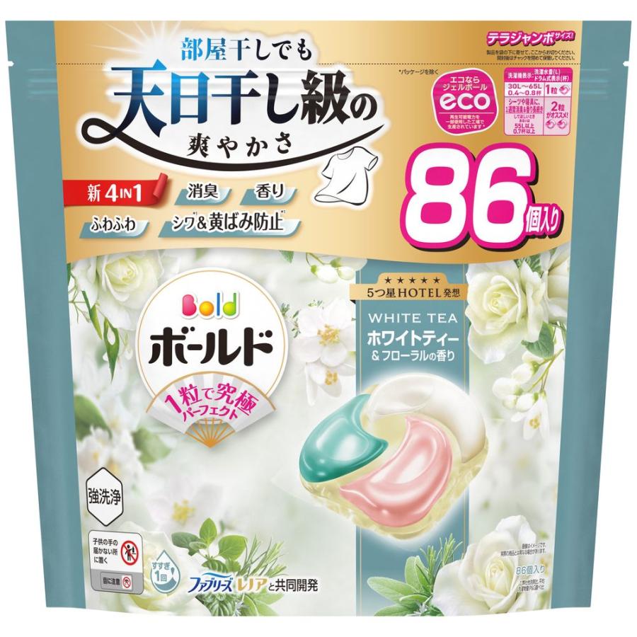 【10個セット】P&G ボールドジェルボール4D心弾けるホワイトティー&フローラルの香りつめかえテラジャンボサイズ [単品内容量/86個]