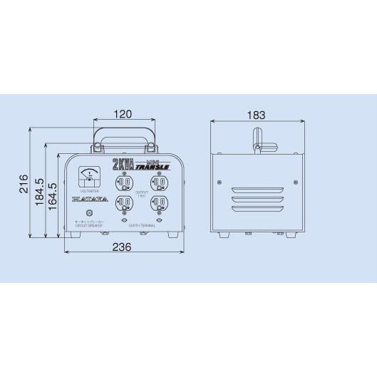 ハタヤ　昇圧型変圧器　ミニトランスル　HV-02C　2kVA　アップトランス　100V⇒115V｜firstnet｜03