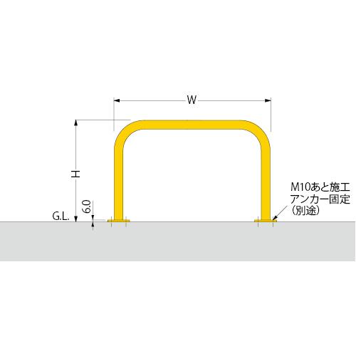 別注 カネソウ 車止め YAW6L15-A (1048216628) Φ60.5×650(H)×1500(W) ステンレス製 固定式 後付タイプ アーチ型横バー付 [時間指定不可]