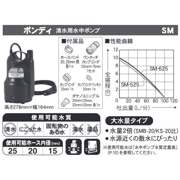 工進ポンディー（清水用水中ポンプ）SM-625商品番号4971770341517 楽天市場】工進 SM-625 清水用水中ポンプ ポンディ 口径25ミリ